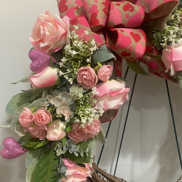 Grapevine Wreath,Valentine’s Day Wreath,SpringWreath,Lambs Ear,Valentines decor - Picture 4 of 6